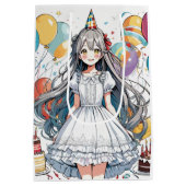Anime meisje verjaardag C Medium Gift Bag Cadeauzakje (Achterkant)