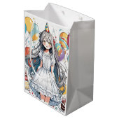 Anime meisje verjaardag C Medium Gift Bag Cadeauzakje (Achterkant Gekanteld)