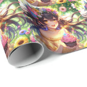  anime meisje verjaardag cadeaupapier (Rol Hoek)