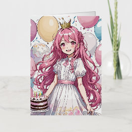 Anime meisje verjaardag Folie Wenskaart