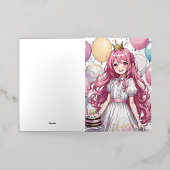 Anime meisje verjaardag Folie Wenskaart (Buiten Laag)