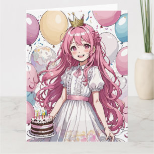 Anime meisje verjaardag kaart