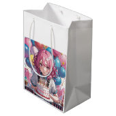 Anime meisje verjaardag medium cadeauzakje (Achterkant Gekanteld)