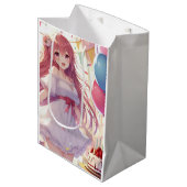 Anime meisje Verjaardag Medium Gift Bag Cadeauzakje (Voorkant Gekanteld)