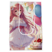 Anime meisje Verjaardag Medium Gift Bag Cadeauzakje (Achterkant)