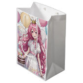 Anime meisje verjaardag Medium Gift Bag Cadeauzakje (Voorkant Gekanteld)