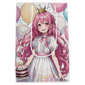 Anime meisje verjaardag Medium Gift Bag Cadeauzakje (Achterkant)