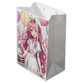 Anime meisje verjaardag Medium Gift Bag Cadeauzakje (Achterkant Gekanteld)