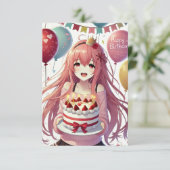 Anime meisje verjaardag personaliseren aangepaste kaart (Staand voorkant)