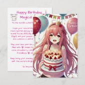 Anime meisje verjaardag personaliseren aangepaste kaart (Voorkant / Achterkant)