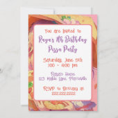 Anime Meisje Verjaardag Pizza Party Kaart (Achterkant)