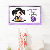 Anime Meisje Verjaardag Pizza Party Spandoek (Insitu)