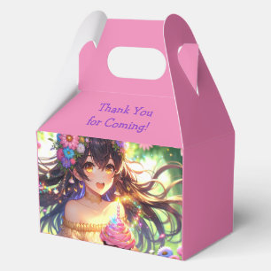 Anime Meisje Verjaardagscupcake Bedankdoosjes