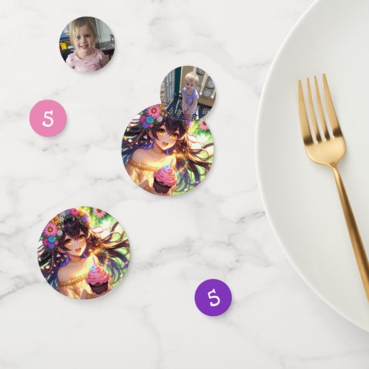  Anime Meisje Verjaardagscupcake Confetti (Groep)