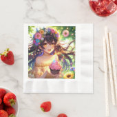  Anime Meisje Verjaardagscupcake Servet (Insitu)