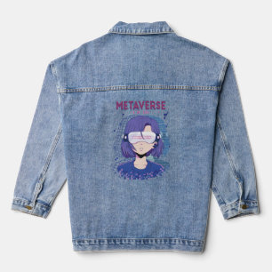 Anime meisje virtual reality bril Denim Jas Jacket