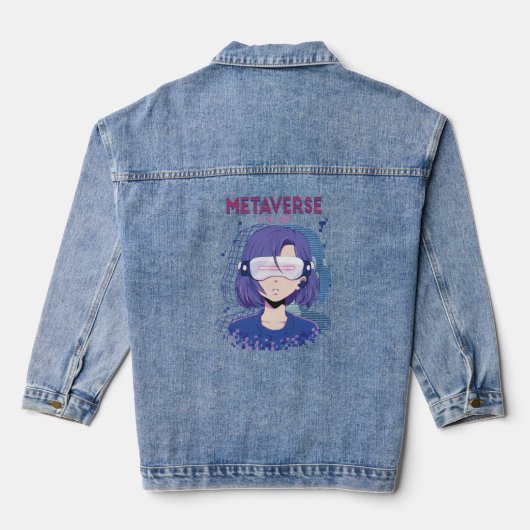 Anime meisje virtual reality bril Denim Jas Jacket (Achterkant)