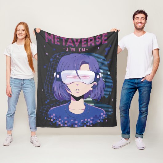 Anime meisje virtual reality bril Fleece deken (In situ)