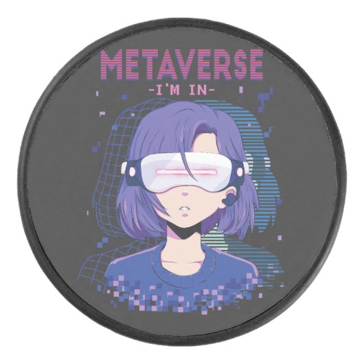 Anime meisje virtual reality bril Hockey Puck (Voorkant)