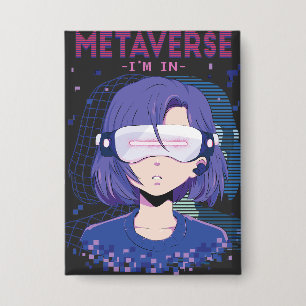 Anime meisje virtual reality bril knop button