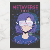 Anime meisje virtual reality bril Label Voedselcontainer Etiket (Enkel label)