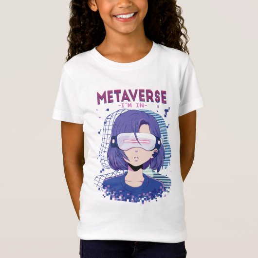 Anime meisje virtual reality bril Meisjes T-Shirt (Voorkant)