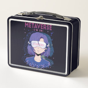 Anime meisje virtual reality bril Metal Lunch Box