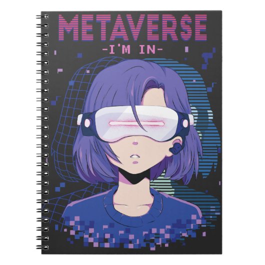Anime meisje virtual reality bril notitieboek (Voorkant)