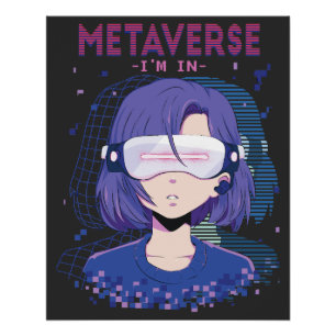 Anime meisje virtual reality bril Poster