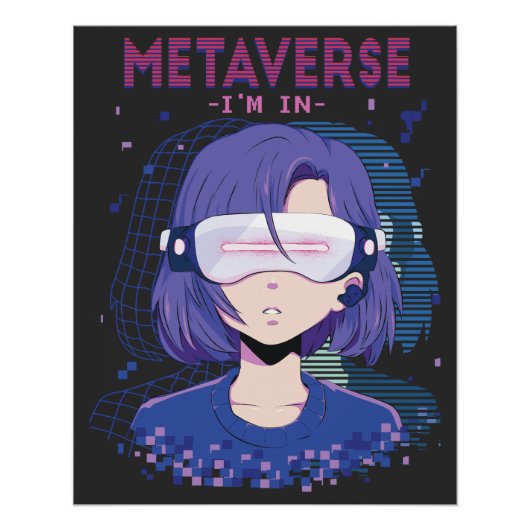 Anime meisje virtual reality bril Poster (Voorkant)