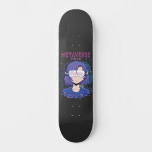 Anime meisje virtual reality bril skateboard