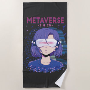 Anime meisje virtual reality bril Strandhanddoek Strandlaken