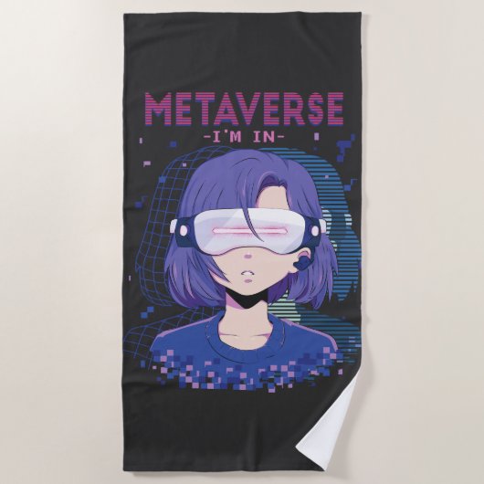 Anime meisje virtual reality bril Strandhanddoek Strandlaken (Voorkant)