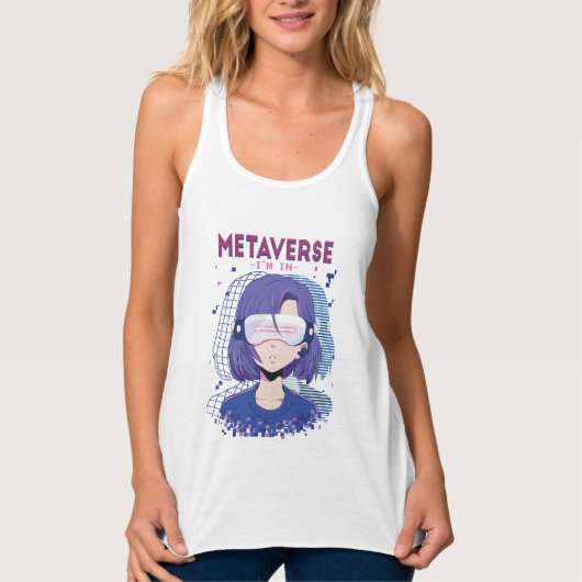 Anime meisje virtual reality bril Tank Top (Voorkant)
