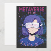 Anime meisje virtual reality bril Uitnodiging (Voorkant / Achterkant)