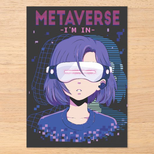 Anime meisje virtual reality bril Uitnodigingen (Voorkant)