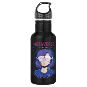 Anime meisje virtual reality bril waterfles