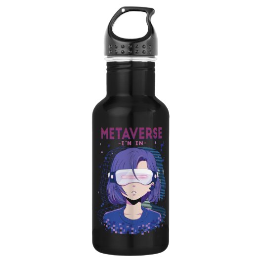Anime meisje virtual reality bril waterfles (Voorkant)