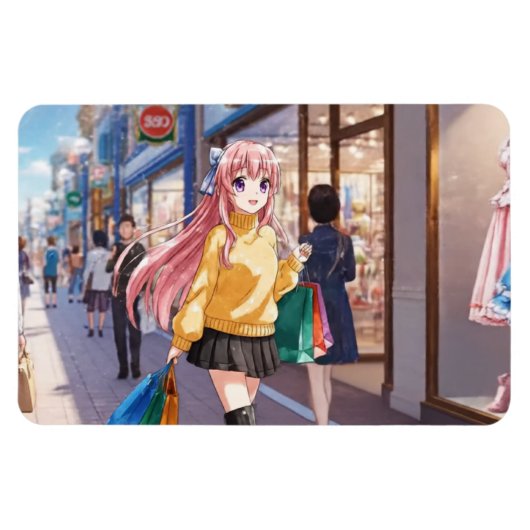 Anime Meisje Winkelen Magneet (Horizontaal)