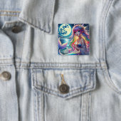 Anime Meisje Zingt Maneschijn Pixie Regenboog Zeem Vierkante Button 5,1 Cm (In situ)