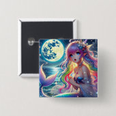 Anime Meisje Zingt Maneschijn Pixie Regenboog Zeem Vierkante Button 5,1 Cm (Voorkant /achterkant)