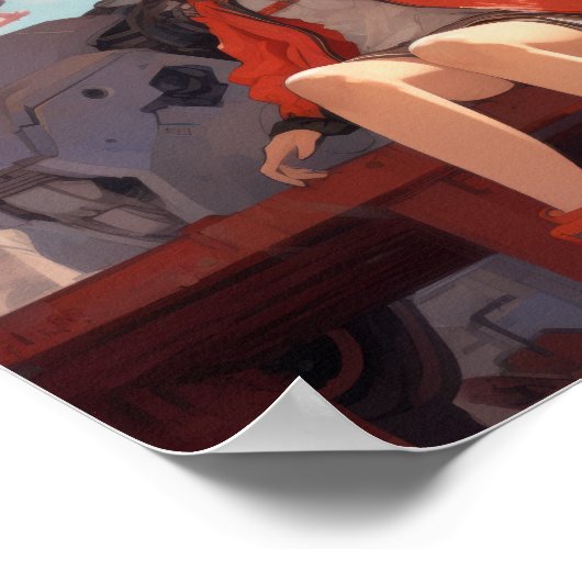 Anime Meisje Zittend op een Reuzenrobot Hand - Stu Poster (Hoek)