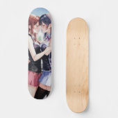Anime meisjes houden elkaar vast persoonlijk skateboard (Voorkant)