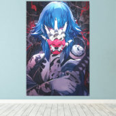 anime meisjes Premium Wrapped Canvas (Glans) Afdruk (Insitu (Houten vloer))