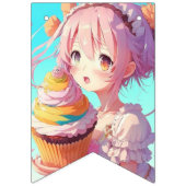 Anime Meisjes Verjaardag Pastel Kleuren Whimsical Vlaggetjes (Tweede vlag)