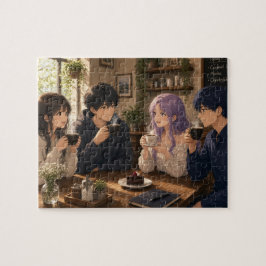 Anime mensen die koffie drinken legpuzzel