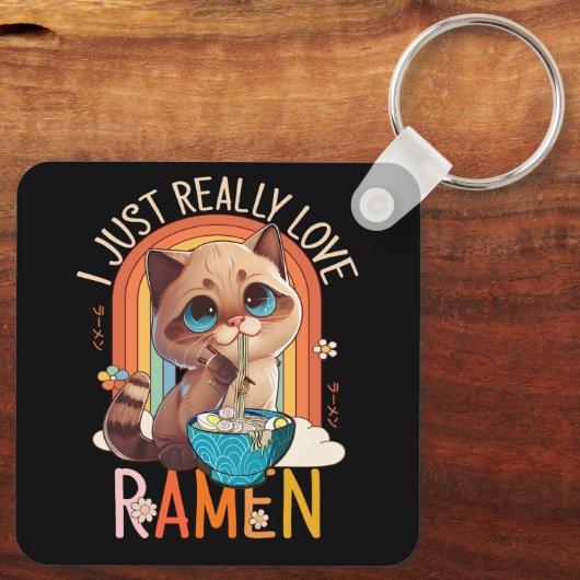 Anime Merch Kawaii Echt Liefde Ramen Japans Nood Sleutelhanger (Achterkant)