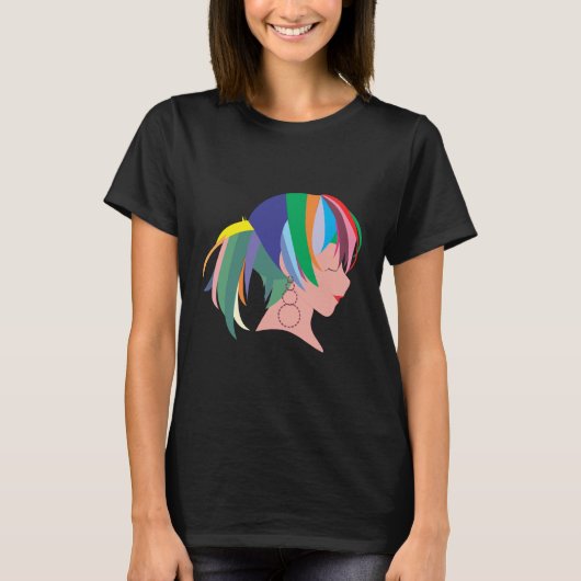 Anime met kleurrijk haar t-shirt (Voorkant)
