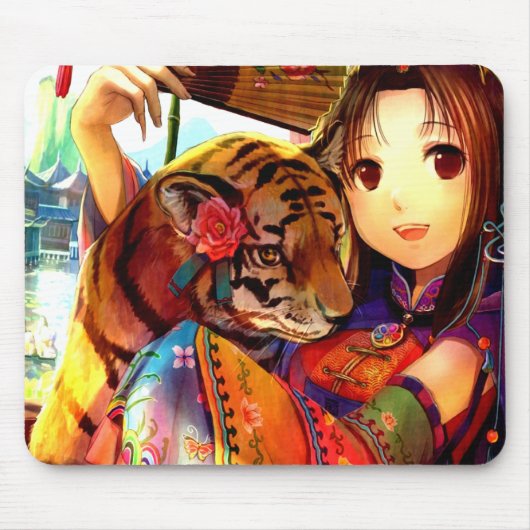 Anime met tijger muismat (Voorkant)