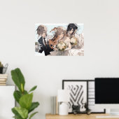 Anime MFM polyamoureuze driekruitbruiloft Poster (Thuiskantoor)